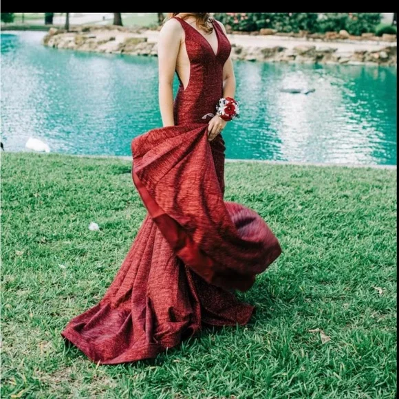 Jovani | Dresses | Jovani Sequin Even Gown Dress In Burgundy Dark Red Maroon  Color | Poshmark